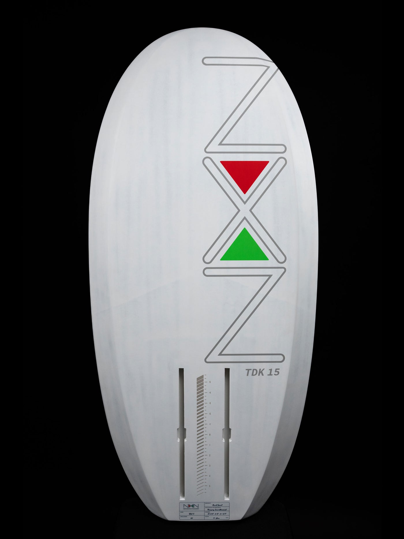 Bottom view Nexen Tow Dock Kite Board Carbon white Nexen logo